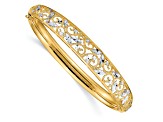 14k Yellow Gold and Rhodium Over 14k White Gold Diamond-Cut 9mm Graduated Hinged Bangle Bracelet