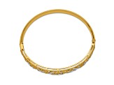 14k Yellow Gold and Rhodium Over 14k White Gold Diamond-Cut 9mm Graduated Hinged Bangle Bracelet