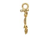 14k Yellow Gold 3D Textured Anchor with Long T Bar and Shackle Bail Pendant