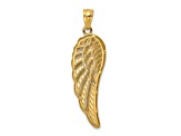 14k Yellow Gold and Rhodium Over 14k Yellow Gold 3D Diamond-Cut Two Level Angel Wing Pendant