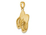 14k Yellow Gold 3D Textured Hawaii Aloha Double Flip-Flop pendant