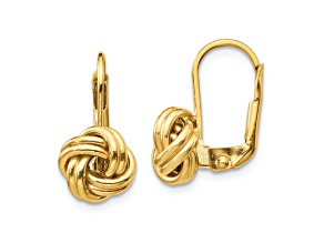 14k Yellow Gold Polished Love Knot Dangle Earrings
