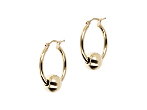 14K Yellow Gold Beaded 3/4" Hoop Earrings