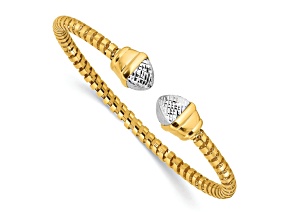 14k Two-tone Gold Diamond-Cut Fancy Spiral Cuff Bracelet
