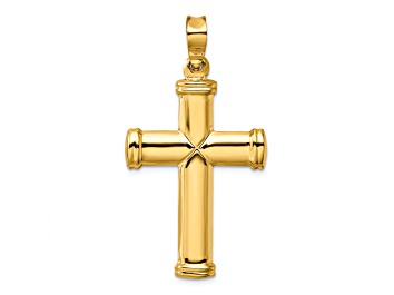 Picture of 14k Yellow Gold 3D Polished Stamping Cross Pendant