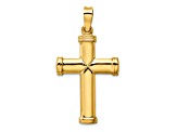 14k Yellow Gold 3D Polished Stamping Cross Pendant