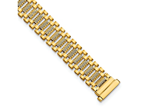 14K Yellow Gold Polished and Diamond-cut Fancy Link Bracelet