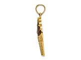 14k Yellow Gold Textured Brown Enamel Chocolate Ice Cream Cone Charm