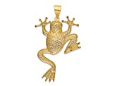 14k Yellow Gold and Rhodium Over 14k Yellow Gold Diamond-Cut Frog Pendant