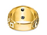 10K Two-Tone Yellow and White Gold Men's Textured and Enameled Masonic Blue Lodge Ring