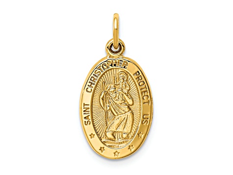 14K Yellow Gold Saint Christopher Medal Charm