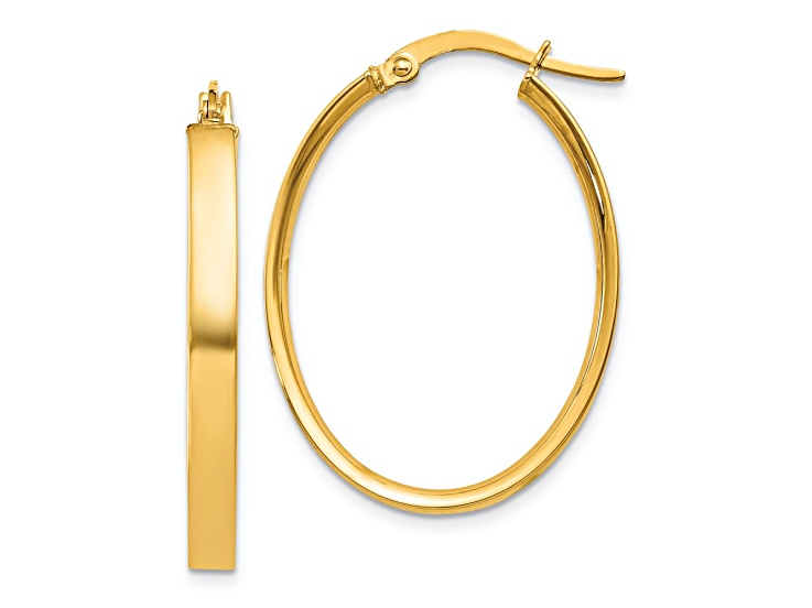 10k Yellow Gold 1 1/4" Oval Hoop Earrings