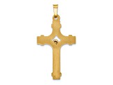14k Yellow Gold and 14k White Gold Brushed/Textured INRI Crucifix Pendant