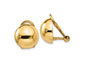 14k Yellow Gold Non-pierced Half Ball Omega Back Earrings