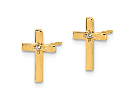 1.15ctw Cubic Zirconia Cross Pendant 10k Yellow 2024 Gold Religious Jewelry