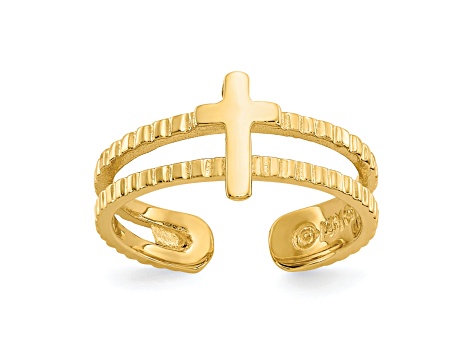 14K Yellow Gold Cross Toe Ring