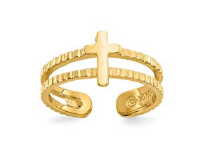 14K Yellow Gold Cross Toe Ring
