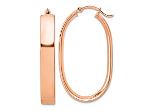 14k Rose Gold 1 1/4" Oval Hoop Earrings