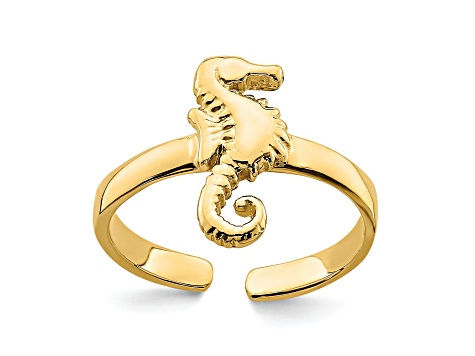 14K Yellow Gold Adjustable Seahorse Toe Ring