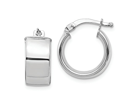 Rhodium Over 14k White Gold High Polished 5/8" Hoop Earrings