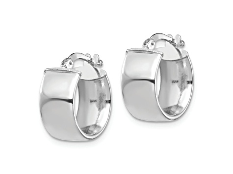 Rhodium Over 14k White Gold High Polished 5/8" Hoop Earrings