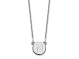 Rhodium Over 14k White Gold Tiny Circle Block Letter N Initial Pendant Cable Link 18 Inch Necklace