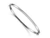 Rhodium Over 14K White Gold Polished Hinged Bangle Bracelet