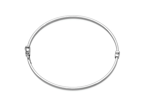 Rhodium Over 14K White Gold Polished Hinged Bangle Bracelet