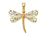 14k Two-tone Gold Diamond-Cut Dragonfly Pendant