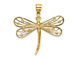 14k Two-tone Gold Diamond-Cut Dragonfly Pendant