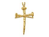 14K Yellow Gold Polished Nail Cross Charm Pendant