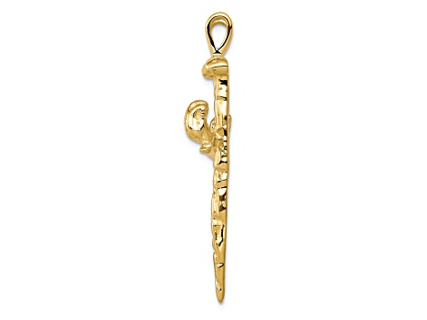 14K Yellow Gold Polished Nail Cross Charm Pendant