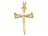 14K Yellow Gold Polished Nail Cross Charm Pendant