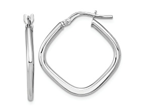 Rhodium Over 14k White Gold 15/16" Polished Square Hoops
