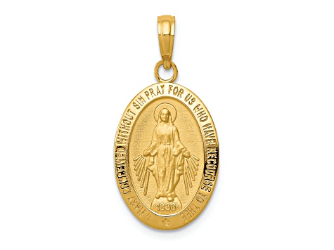 14K Yellow Gold Miraculous Medal Pendant