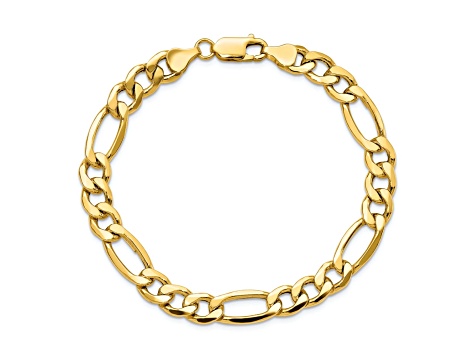 14k Yellow Gold 8.5mm Figaro Link Bracelet, 7 Inches