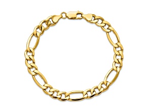 14k Yellow Gold 8.5mm Figaro Link Bracelet, 7 Inches