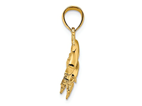 14k Yellow Gold Polished and Textured Four Dolphins Swimming Charm