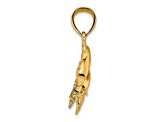 14k Yellow Gold Polished and Textured Four Dolphins Swimming Charm