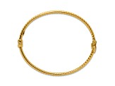 14K Yellow Gold Polished and Textured Hinged Bangle Bracelet