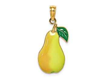Picture of 14k Yellow Gold Enamel Pear with Stem and Leaf Charm