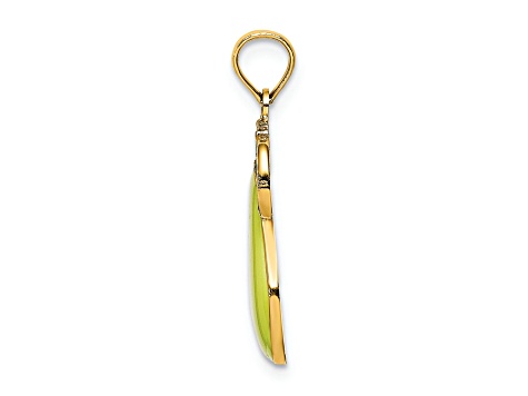 14k Yellow Gold Enamel Pear with Stem and Leaf Charm