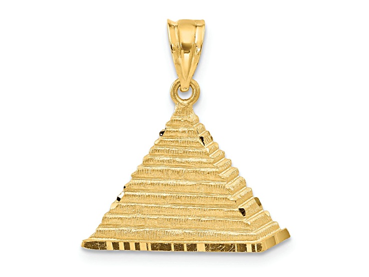 田中 　A&G Stud Pyramid Pendant 14k Yellow Gold Brushed and Diamond-Cut Pyramid Pendant - 144QGA | JTV