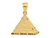 14k Yellow Gold Brushed and Diamond-Cut Pyramid Pendant