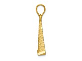 14k Yellow Gold Brushed and Diamond-Cut Pyramid Pendant