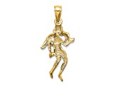 14k Yellow Gold 3D Textured Large Virgo Zodiac pendant