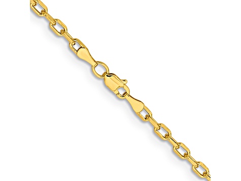 14K Yellow Gold 3mm Semi-solid Diamond-cut Open Link Cable Chain Necklace