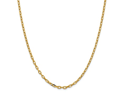 14K Yellow Gold 3mm Semi-solid Diamond-cut Open Link Cable Chain Necklace