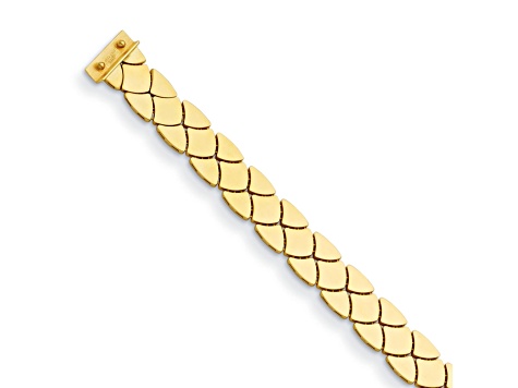 14K Yellow Gold Reversible Satin and Polished 9mm 7.25-inch Bracelet