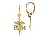 14k Yellow Gold Textured RN Caduceus Earrings